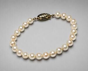 Champagne Faux Pearl Bracelet Vintage 7" Single Strand Beaded Wedding gbr-72